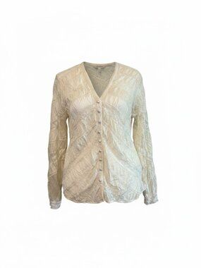 Love Shack Fancy Tandra Antique Cream Lace V Neck Blouse Size 8